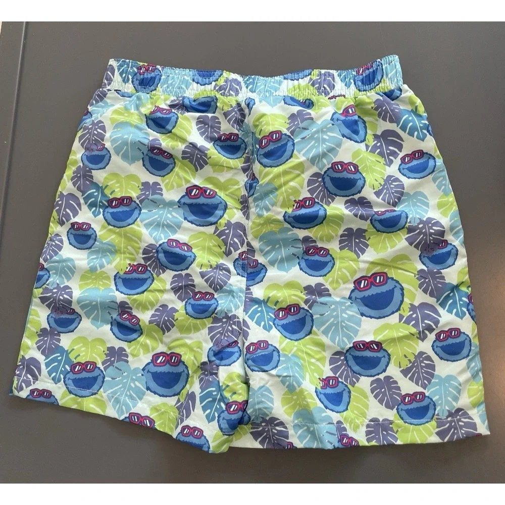 Cookie Monster Swim Trunks Boys Youth XL Sesame Street Place‎ Tropical New